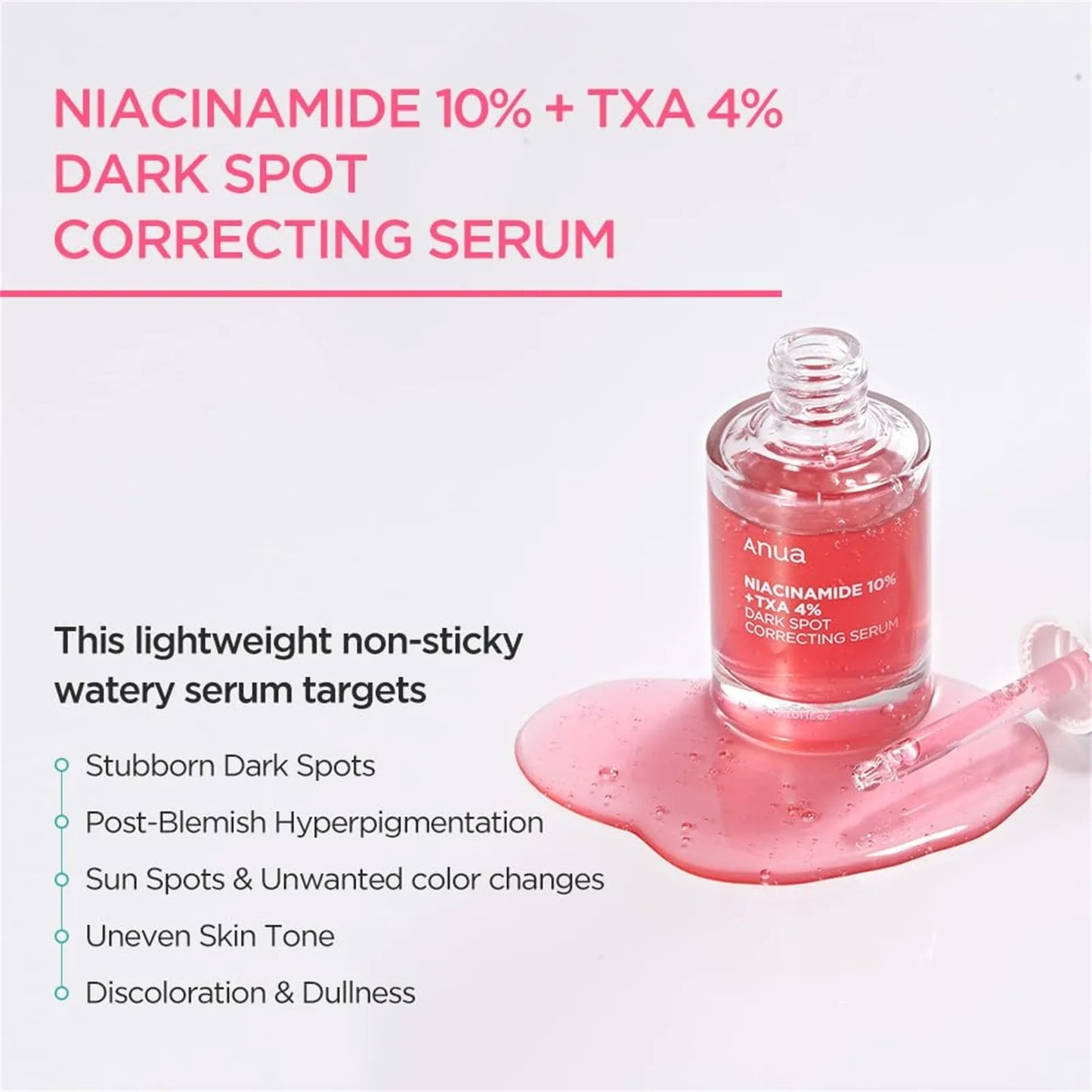 Anua Dark Correcting Essence – 10% Niacinamide & 4% Tranexamic for Acne Marks & Hyperpigmentation – 30ml (1/2/5pcs)
