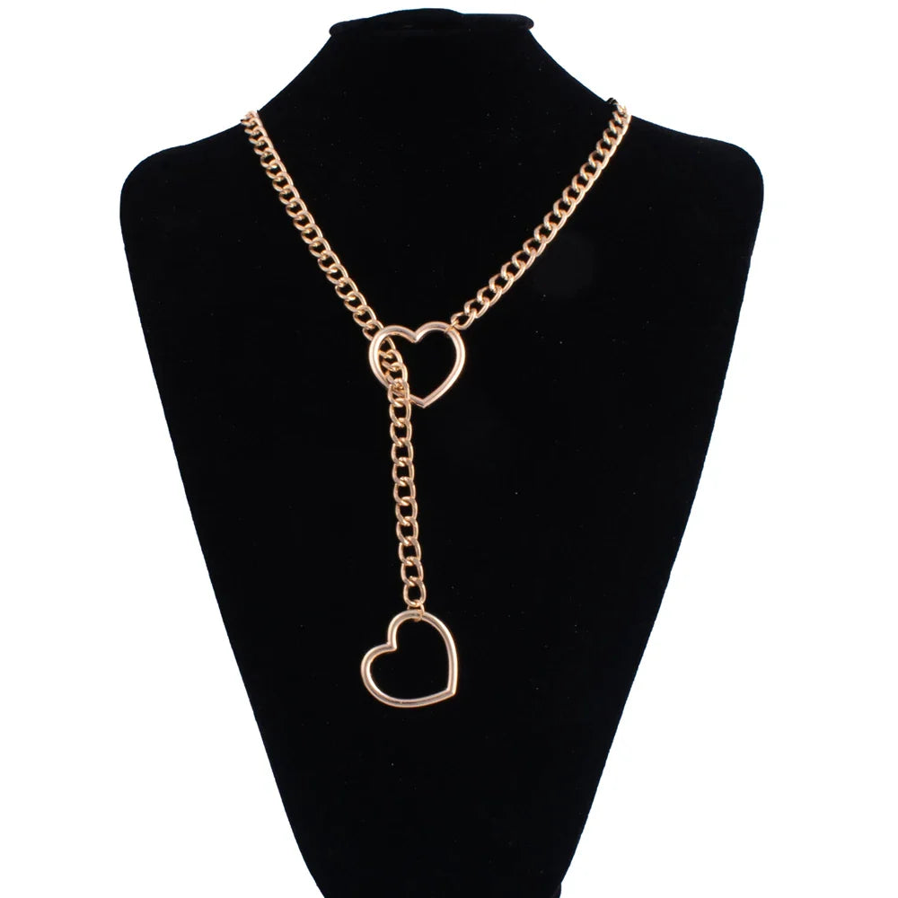 Heart Slip Chain Necklace for Women — Fashion Punk Rock Goth Choker Jewelry Accessory