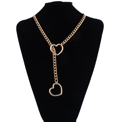 Heart Slip Chain Necklace for Women — Fashion Punk Rock Goth Choker Jewelry Accessory
