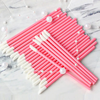 Disposable Lip and Eyelash Brush Set - 50 Pcs Mascara Applicators, Lipstick Wands, and Make-up Brushes for Cosmetic Beauty Tools