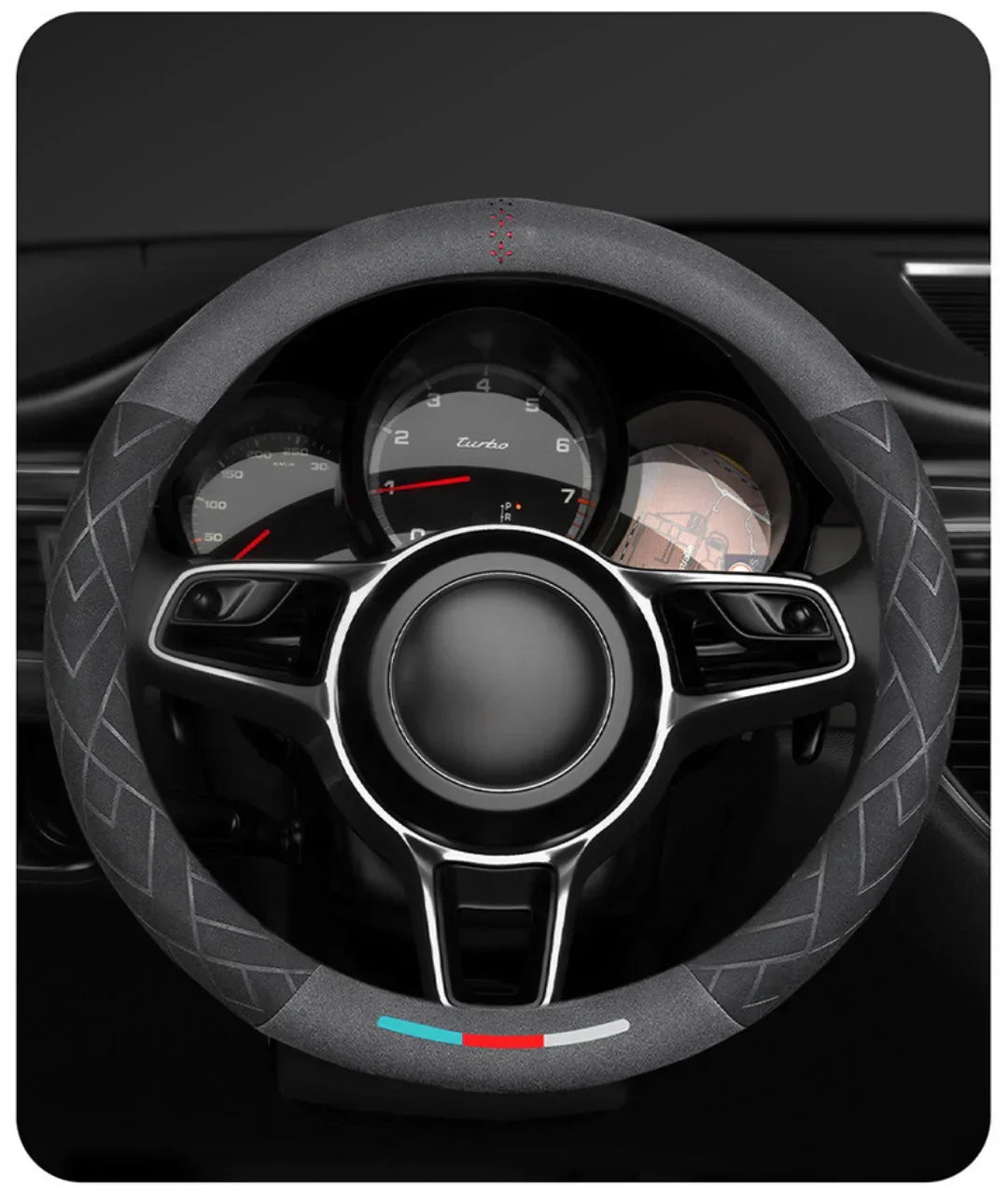 Universal Cowhide Suede Steering Wheel Cover — Breathable 37-38cm Car Accessory Wrap