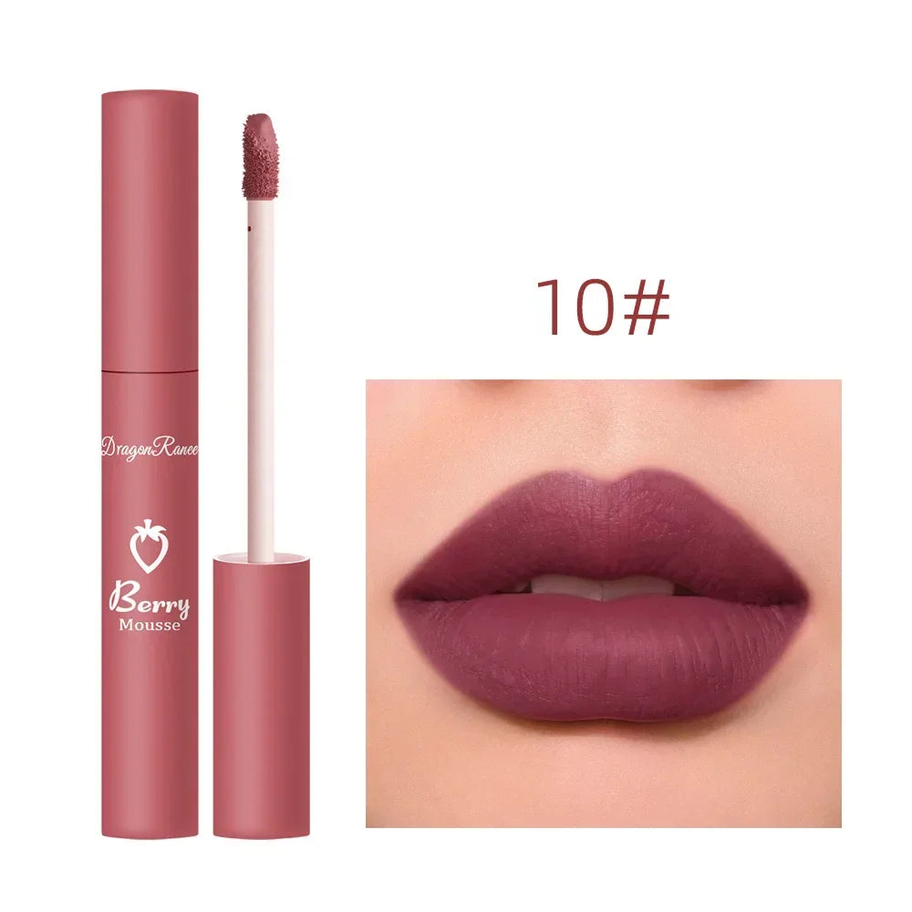 Nude Matte Lip Gloss - 12 Colors Long-Lasting Velvet Waterproof Non-Fade Non-Stick Lipstick for Women’s Makeup