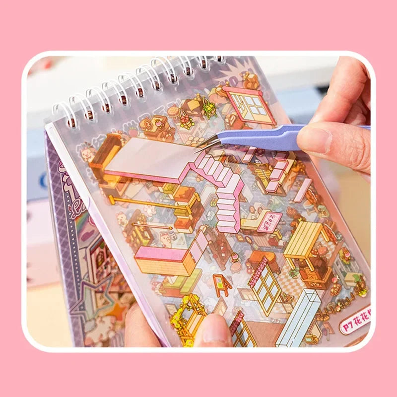 NEW 20Pcs 20-in-1 Cartoon Landscape Sticker Book – DIY 3D Pocket Cabin Scene Stickers for Kids Gift