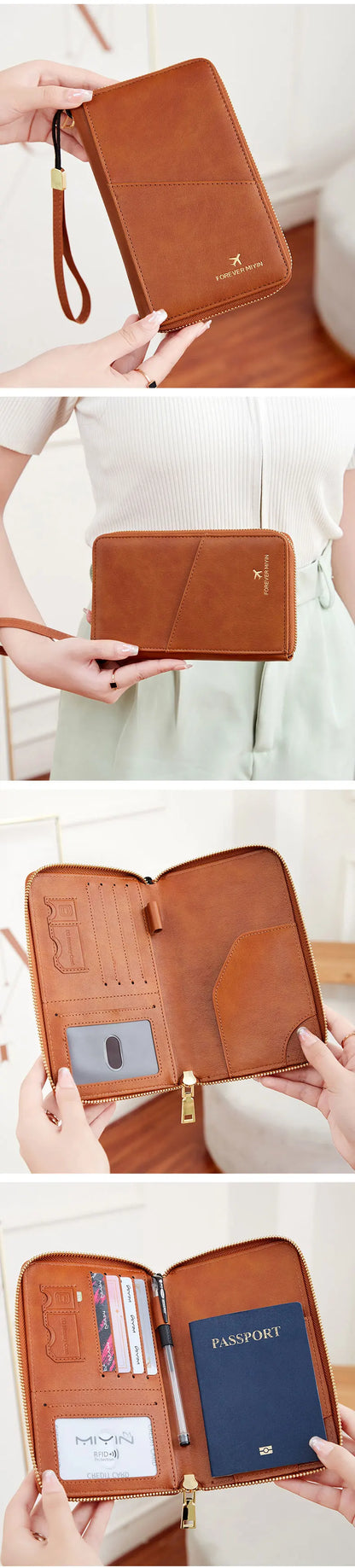 Fashionable RFID Passport Holder – PU Leather Front Pocket Wallet, Multifunctional Travel Accessories for Protection