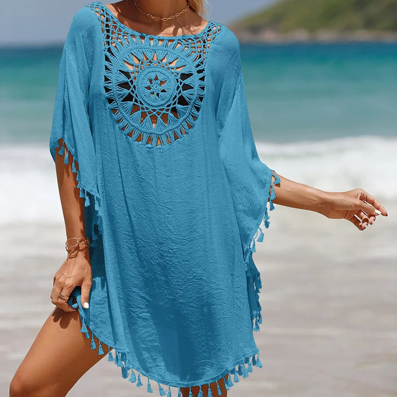 Women’s Crochet Bikini Cover Up Dress – Sexy Summer Beachwear Swimsuit Shirt Cover-Up