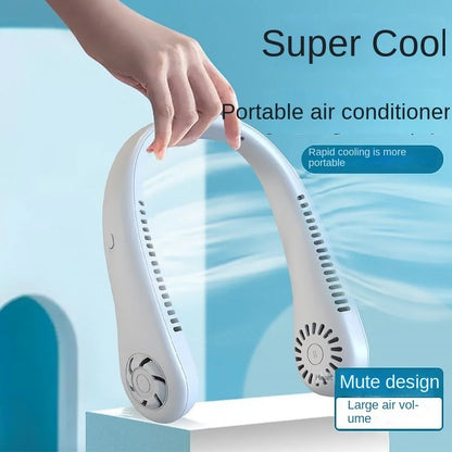 Stay Cool Anywhere with 1PC New Mini Neck Portable Bladeless Hanging Neck Fan - Long Battery Life, Rechargeable, 3-Speed Air Cooler for Summer Sports