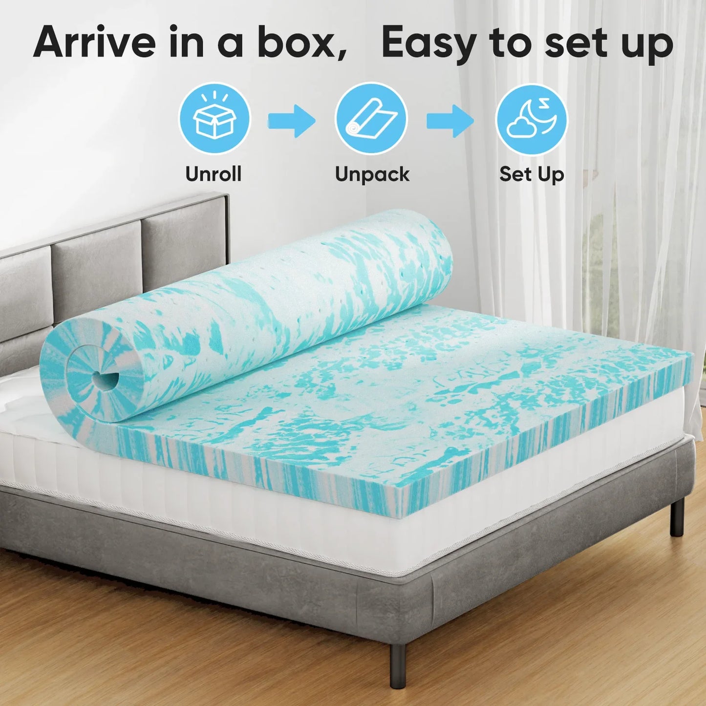 2-3 Inch Gel Memory Foam Mattress Topper - Full Size Cooling, Soft, and Breathable Bed Topper for School Bedroom