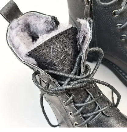 Careaymade 100% Genuine Leather Wide Casual Women’s Short Boots – Big Size, Handmade Men’s Wool Boots