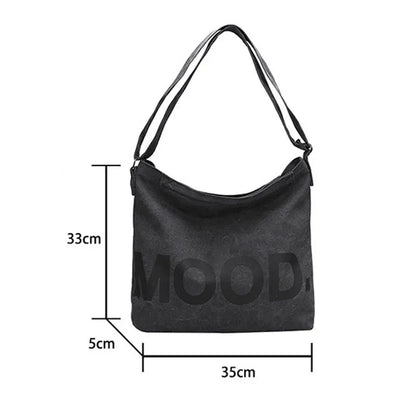 Women’s Tote Bag – Casual Canvas, Large Capacity Designer Handbag, Letters Shoulder & Crossbody Luxury Big Shopper Bag