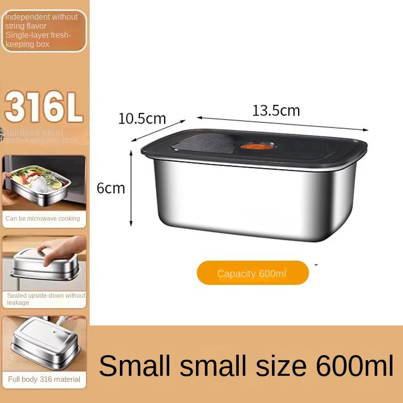 304 Stainless Steel Leak-Proof Bento Lunch Box – Sealed Food Storage Container for Fridge, Freezer & Camping