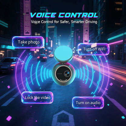 KAWA MINI ORB Dash Cam – 2K Tiny Car DVR with Voice Control, 360° Rotation & 180° Flip Video Recorder