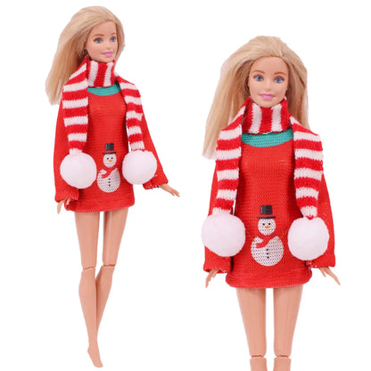 Doll Christmas Sweater & Scarf – 11.8 Inch 1/6 BJD Doll Clothes Accessories for Girls
