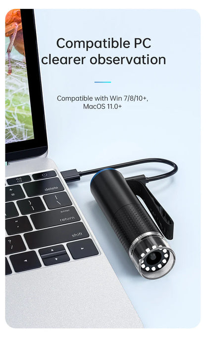 WiFi Digital Microscope Camera — 50X-1000X Zoom 2MP USB Magnifier for Skin Inspection, Repair, Android, iOS, PC