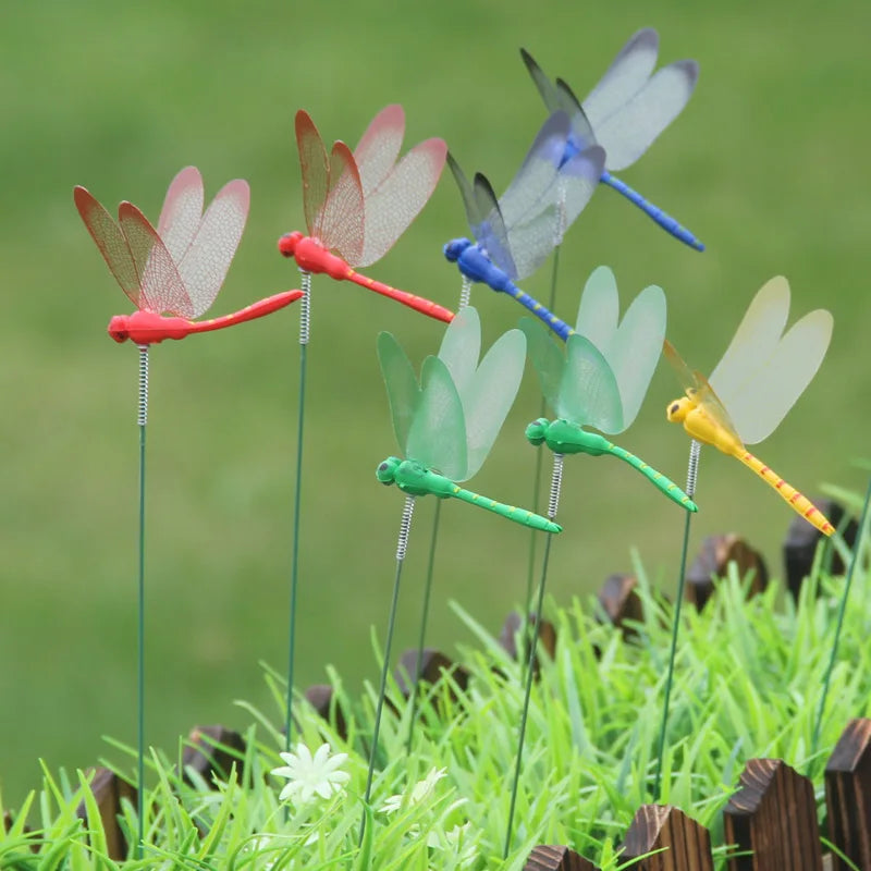 3D Simulated Dragonfly Garden Stakes – Decorative Plastic Flower Pot & Fence Ornaments (10/20PCS)