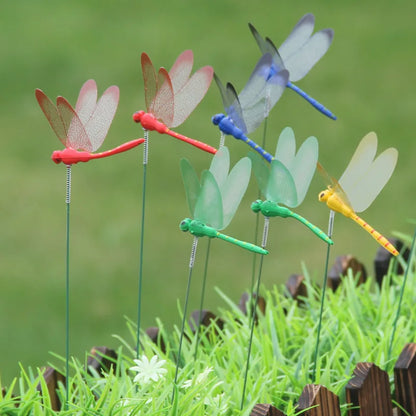 3D Simulated Dragonfly Garden Stakes – Decorative Plastic Flower Pot & Fence Ornaments (10/20PCS)