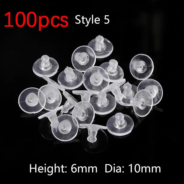 100-200PCS Rubber Earring Backs & Fishhook Ear Stoppers for Jewelry Making and DIY Earring Repairs