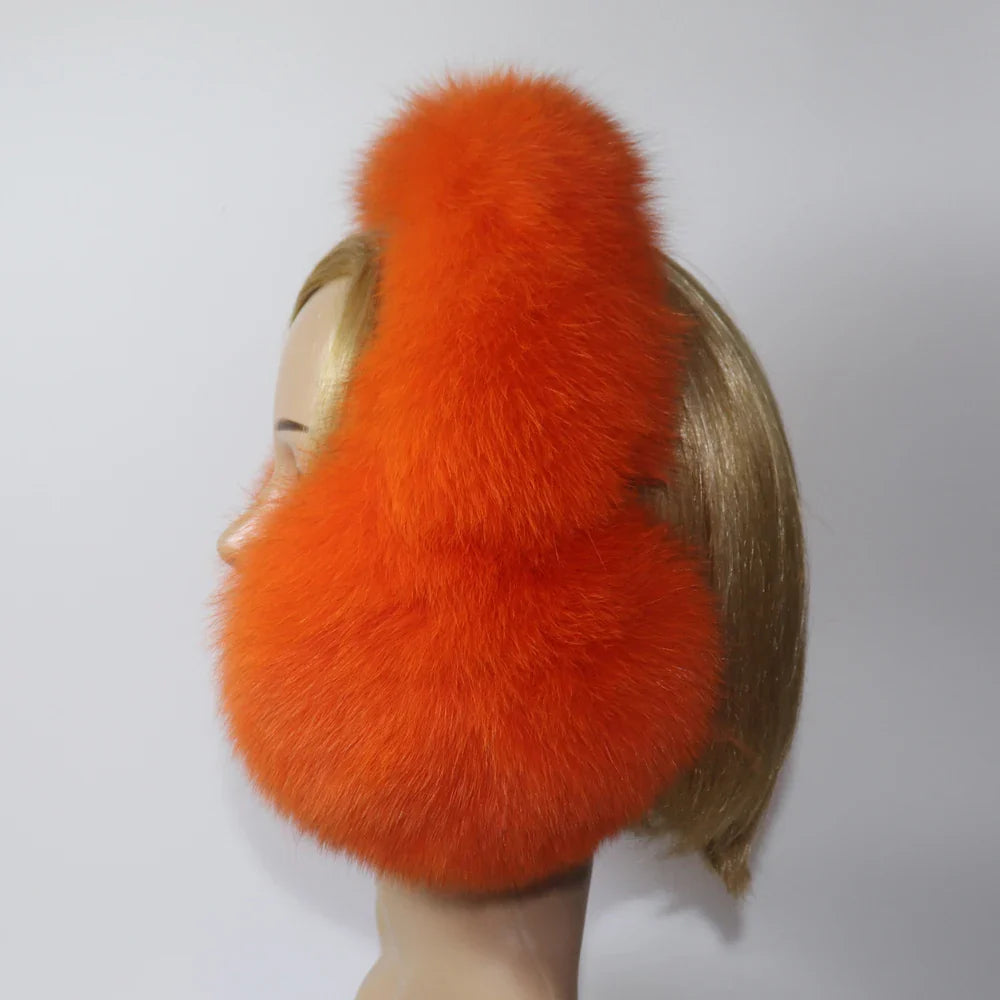 Real Fox & Raccoon Fur Earmuffs – Warm Winter Ear Warmer for Women and Girls, Plush Genuine Fur Accessory