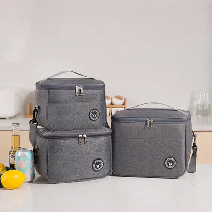 Insulated Handheld Lunch Bag with Shoulder Strap – Thickened Waterproof Student Lunch Box Tote