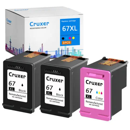 NineLeaf 67XL Ink Cartridge Black & Tri-Color Compatible for HP 67/67XL – DeskJet 1255, 2722, 2732, 2742e & DeskJet Plus 4140, 4152, 4155, 4158 Printers