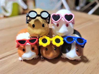 Guinea Pig with Sunglasses Blind Box – Cute Mini Anime Action Figure, Kawaii Desktop Decoration & Collectible Toy, Birthday Gift