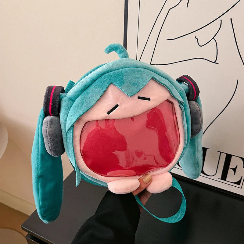 Anime Hatsune Miku Q Version Kawaii Shoulder Bag – Transparent Doll Plush Toy Backpack, Perfect Christmas Gift