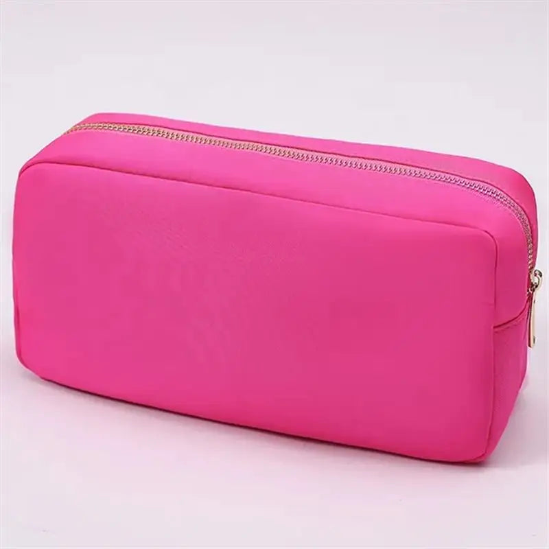 Multi-Color Nylon Cosmetic Bag - Large Zipper Makeup Pouch & Toiletry Organizer for Women and Girls