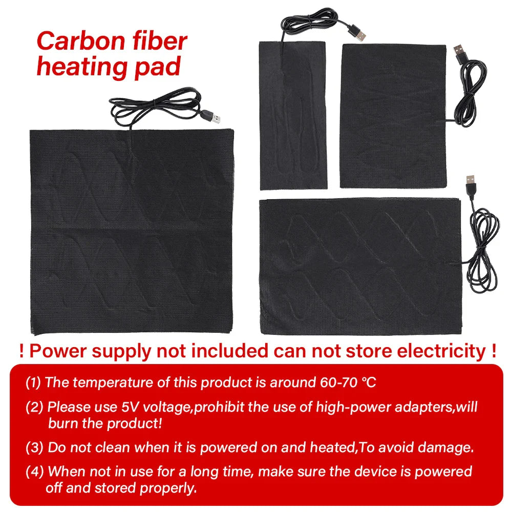 5V USB Carbon Fiber Heating Pad – Fast Electric Infrared Hand & Body Warmer for Winter