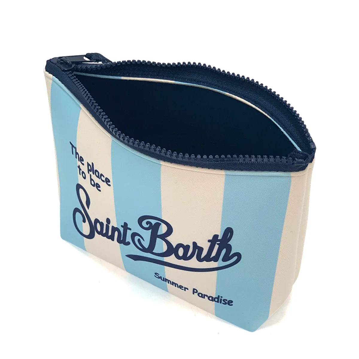 S-Saint B-Barth Striped Neoprene Zip-Up Clutch – Unisex Cosmetic & Toiletry Makeup Bag for Women