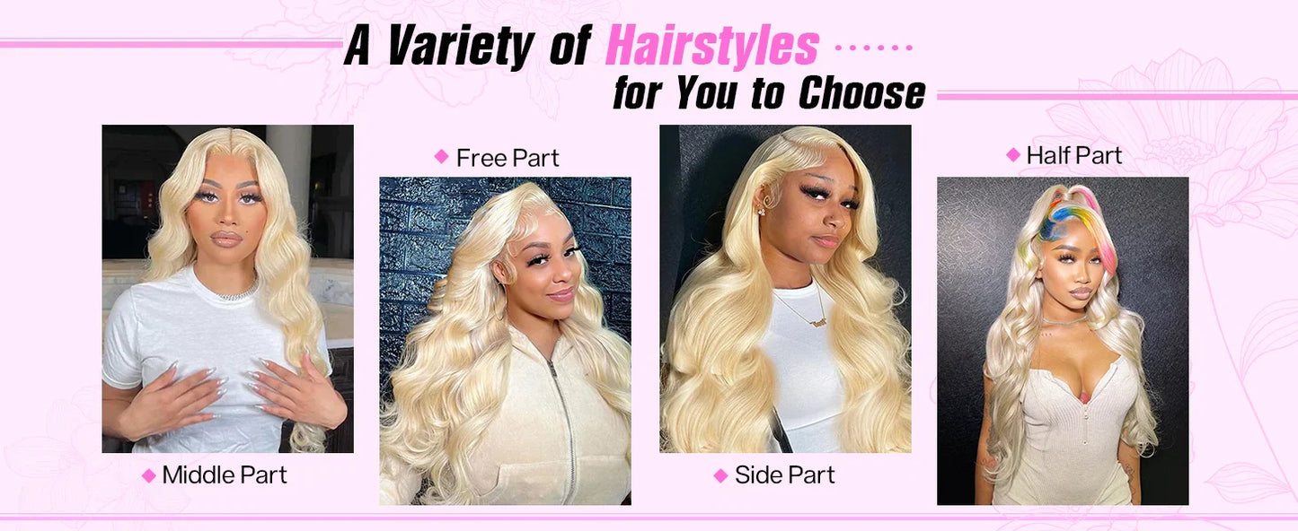613 Blonde Lace Front Wig – 13x6 Human Hair, 250% Density Body Wave, Pre-Plucked 26 Inch Lace Front Wig