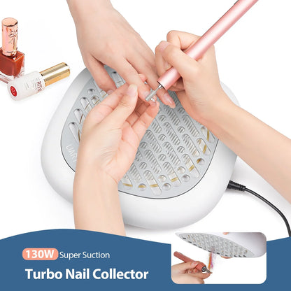 130W Brushless Nail Dust Collector – Powerful Suction Nail Dust Extractor, Manicure Vacuum Cleaner with 2 Filters
