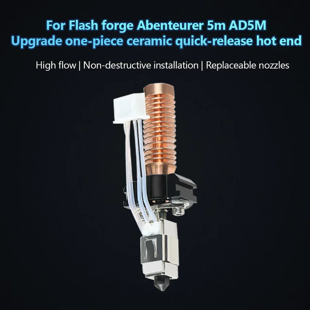 Hotend for Flashforge Adventurer 5M/5M Pro – Ceramic Heating Block Kit, 280℃ Hot End, Hard Steel Nozzle 3D Printing Parts