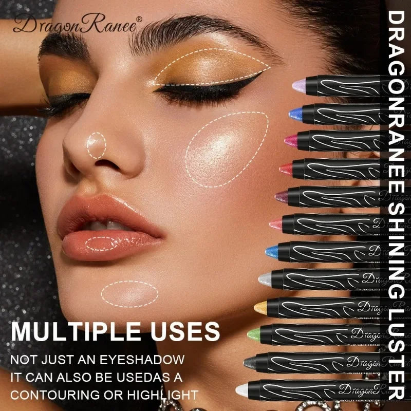 Shiny Pearlescent Highlighter Eyeshadow Pencil – Waterproof Glitter Eyeliner Gel Pen for Long-Lasting Makeup