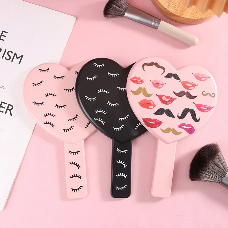 High Definition Heart-shaped Handheld Eyelash Mirror: Makeup Vanity Mirror Girl Gift