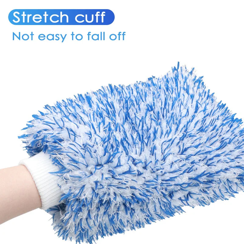 Plush Microfiber Car Wash Mitt - Thick Auto Cleaning Mitts for Car Wash - Accessories and Tools