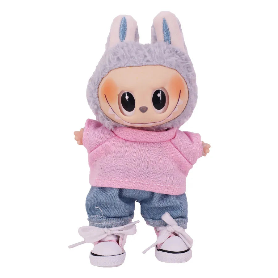 3.8cm Doll Shoes for 17cm Labubu Doll — Solid Color Lace-Up Canvas PU Shoes, Doll Clothing Accessories & Girl’s Toy Gift