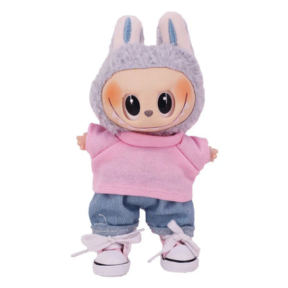 3.8cm Doll Shoes for 17cm Labubu Doll — Solid Color Lace-Up Canvas PU Shoes, Doll Clothing Accessories & Girl’s Toy Gift
