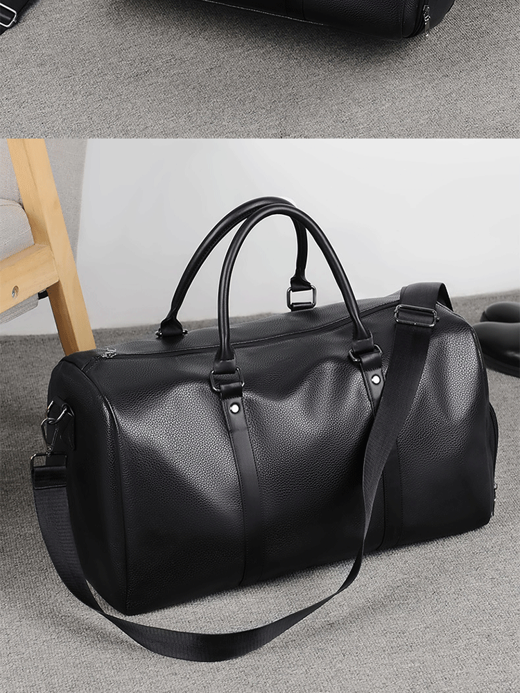Retro Short Trip Bag – Large Capacity PU Waterproof Sports & Fitness Motorcycle Leisure Bag
