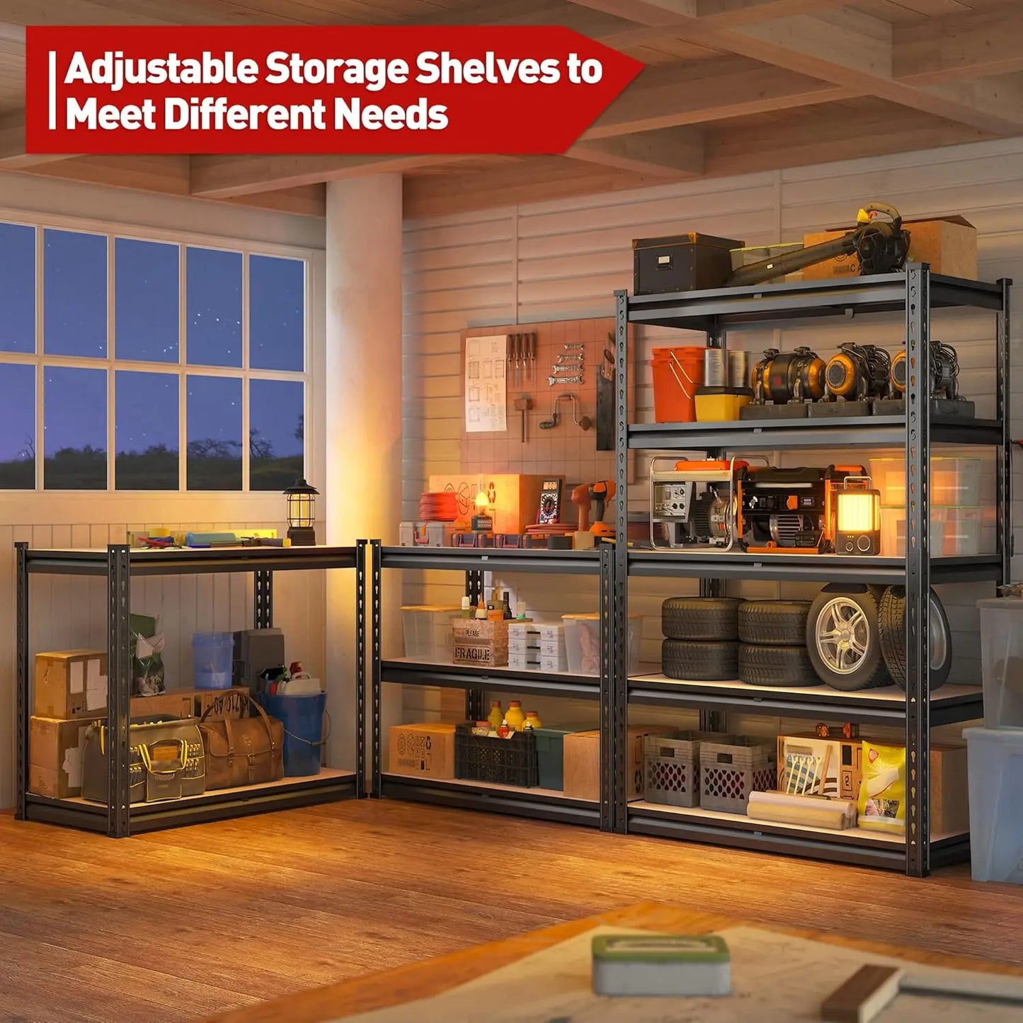 4-Tier Heavy Duty Garage Shelving – 2000LBS Adjustable Metal Storage Rack for Closet, Pantry, Utility