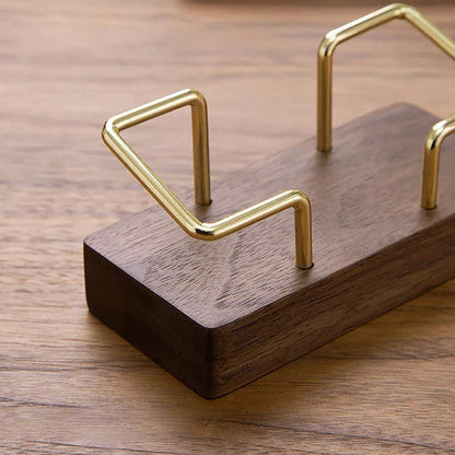 Wooden Business Card Holder Organizer – Office Desk Display Stand & Memo Shelf for Home & Work