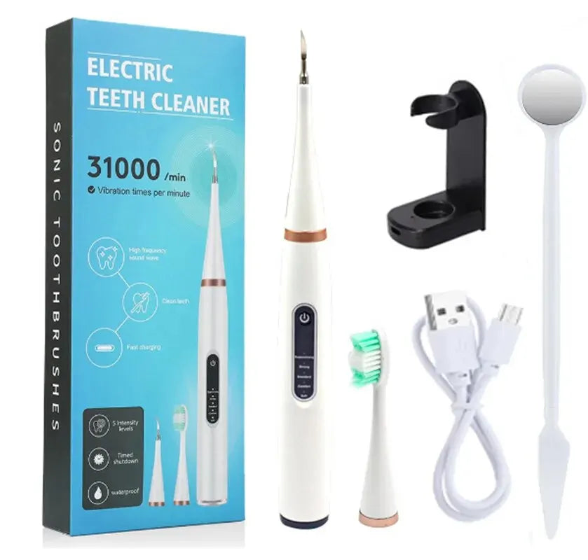 Electric Tooth Whitening Brush – Sonic Teeth Cleaner, Dental Scaler, Plaque & Calculus Remover Kit