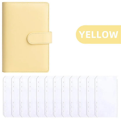 PU Leather Budget Binder with Cash Envelopes – A6 Planner Organizer, Zip Pockets for Saving Money, Small French Budget Pouch