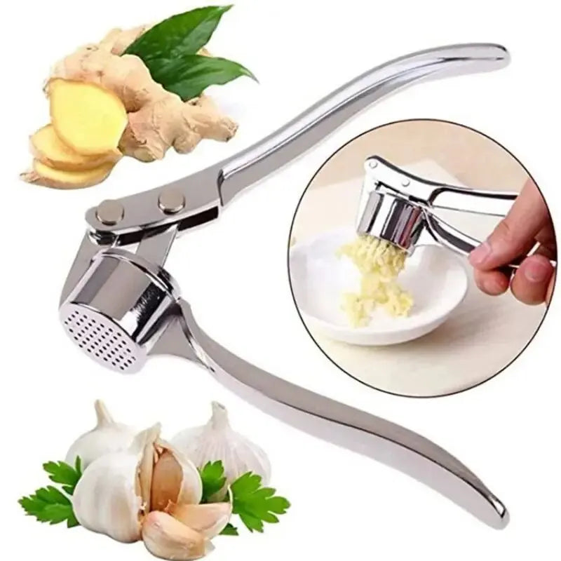 Multifunctional Garlic Press with Anti-Skid Handle, Zinc Alloy Manual Crusher for Kitchen Use