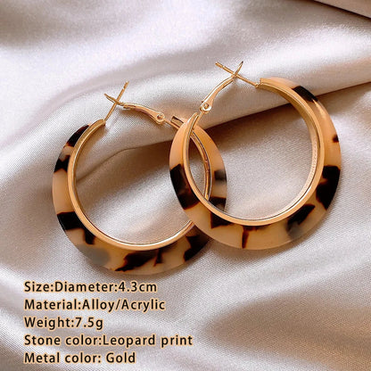 Leopard Print Hoop Earrings for Women – 2024 Trendy Gothic Exaggerated Jewelry