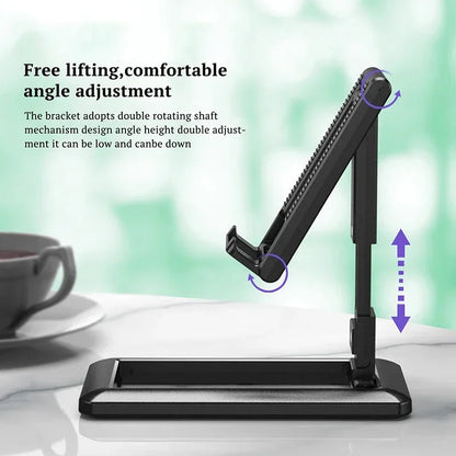 Foldable Tablet & Mobile Phone Desktop Stand – Adjustable Holder for iPad, iPhone, Samsung, Desk Bracket & Smartphone Stand