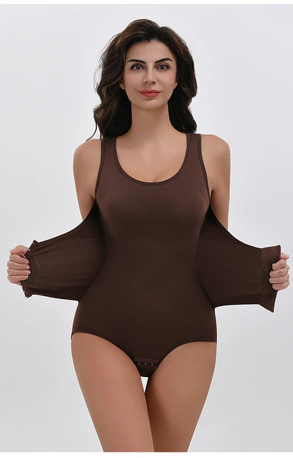 Bodysuit Shapewear – Double Breasted Tummy Control Body Shaper, Postpartum Slimming Waist Trainer & Comfort Corset for Flat Belly