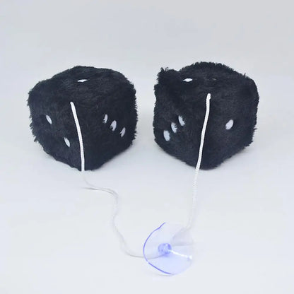 Long Hair Hot Stamping Dot Dice Plush Toy Cube – Anime Car Ornament & Decoration Pendant Accessory