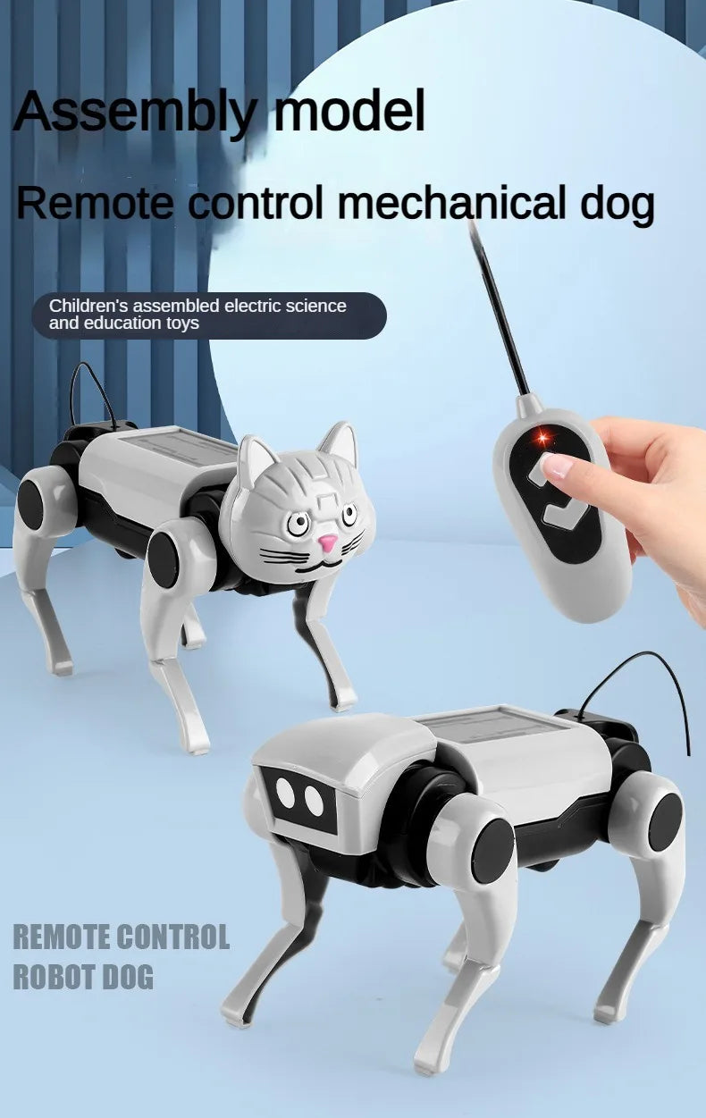 RC Robot Mechanical Dog Toy – DIY Assembly Remote Control Science Kit for Kids, Educational Electric Toy Gift for Boys