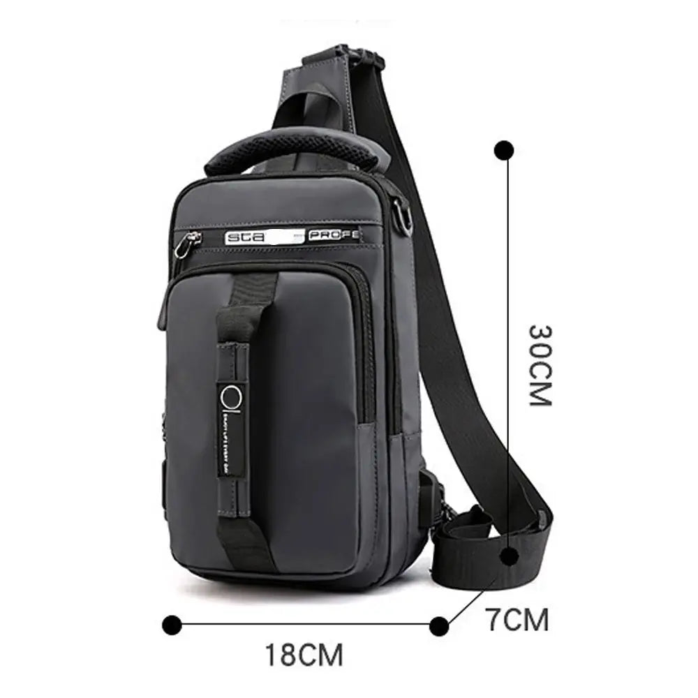 Men's Anti-Theft Sling Chest Bag – Crossbody Messenger Backpack with USB Charging Port