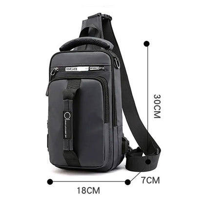 Men's Anti-Theft Sling Chest Bag – Crossbody Messenger Backpack with USB Charging Port