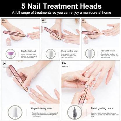WEGOTTA Rechargeable Electric Nail File – Portable Nail Drill for Beginners, Home Manicure Tool